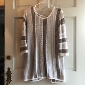 White and tan sweater